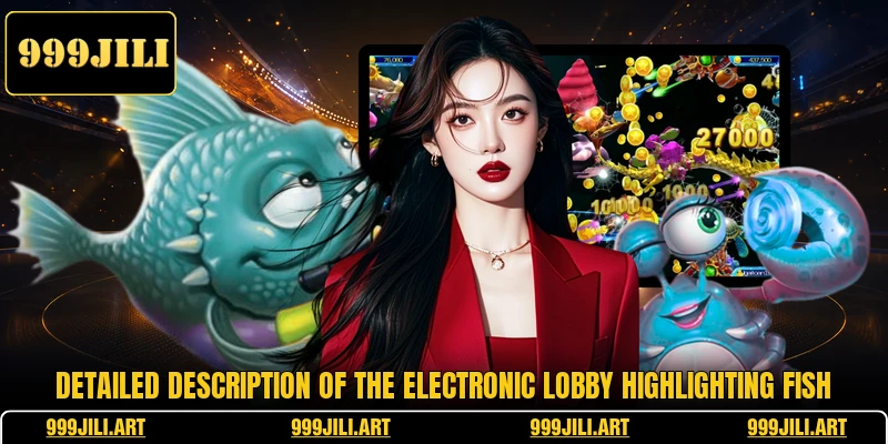 Detailed description of the electronic lobby highlighting fish Detailed description of the electronic lobby highlighting fish