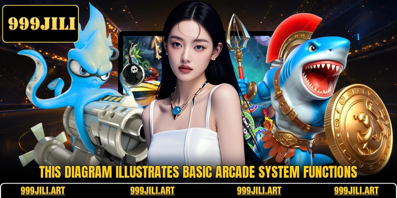This diagram illustrates basic arcade system functions